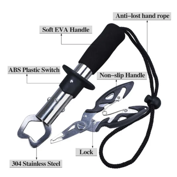 Compact Fishing Lip Grip Stainless Steel Fish Fishing Plier Fish Lip Gripper Controller Fishing Tackle Tools