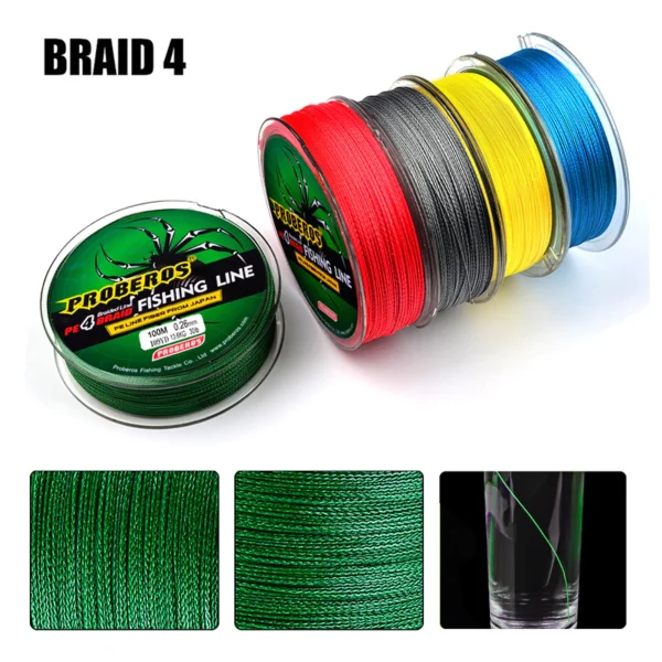 100M Fishing Line 4 Strands Multifilament Super Strong Braided Wire 6 100Lb Pe Carp Fishing Smoother Fishing Wire