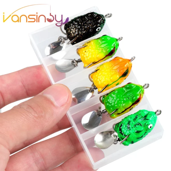 5pcs Boxxed 2 5cm 3g Soft Frog Fishing Lure Mini Soft Lure Double Hooks Top Water Ray Frog Artificial Bait